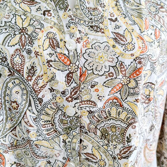 Studio Works Button Up Paisley Print Top - Picture 5 of 7